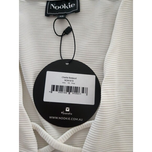 **NEW WITH TAGS** NOOKIE/REVOLVE White Plunging Neckline Bodysuit - Size XS - Picture 3 of 5